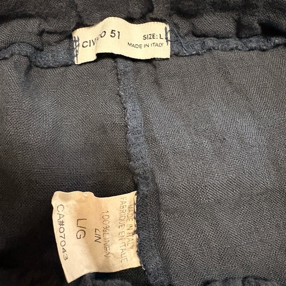 Navy Wide-Leg Linen Pants - Picture 3 of 3